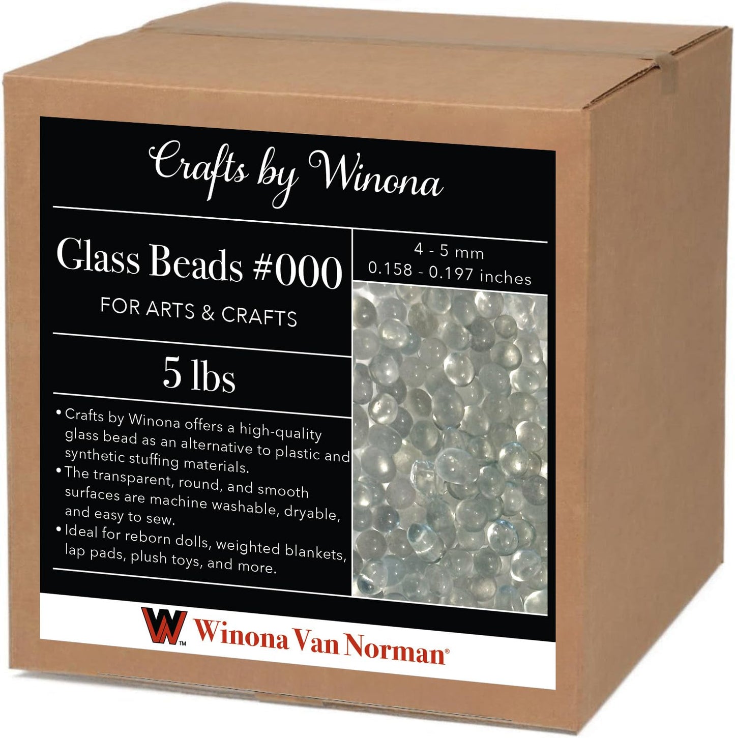 Glass Beads for Dolls and Blankets #000 - Weighting and Filler - 4-5mm or .16"-.20"