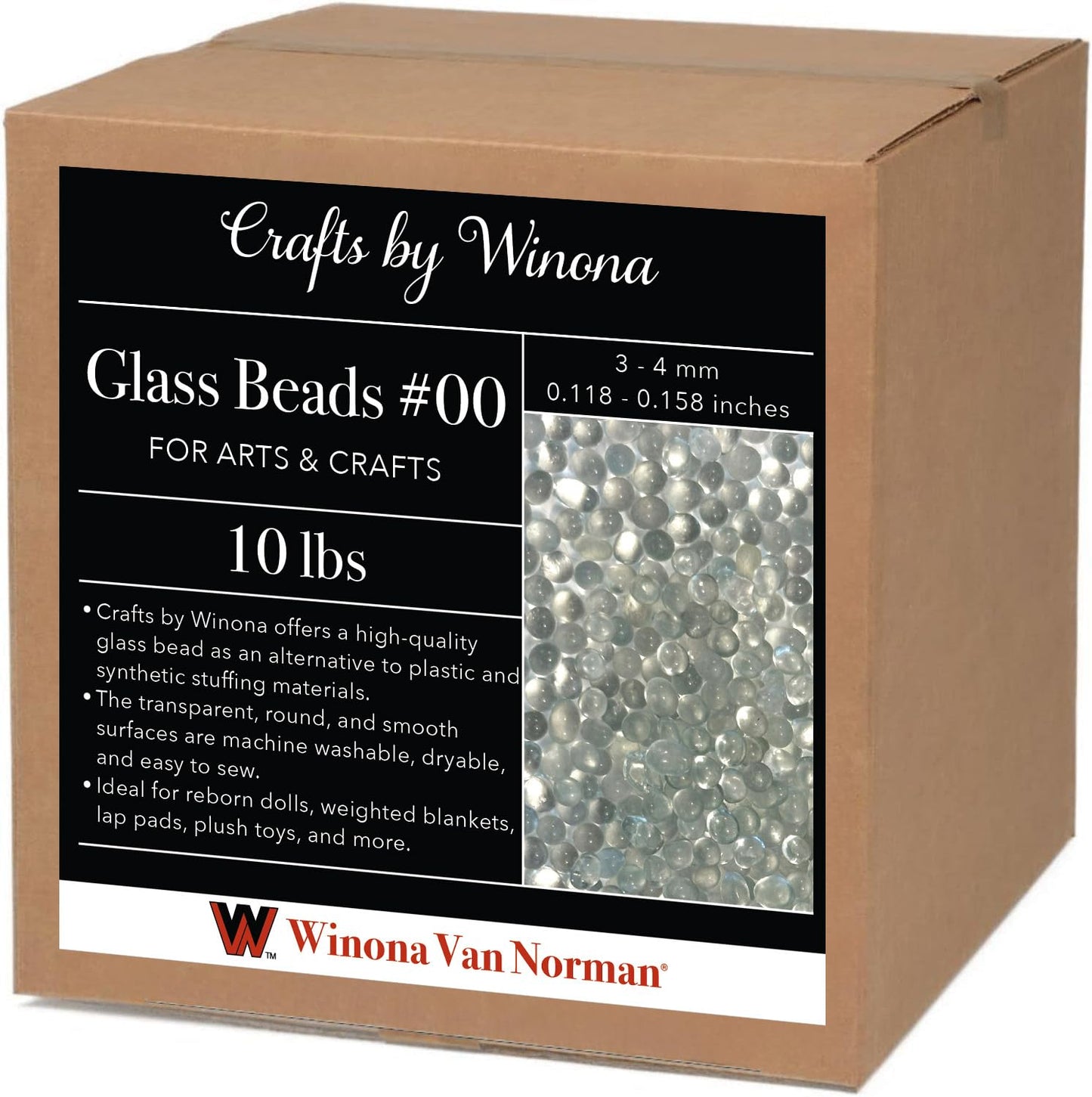 Glass Beads for Dolls and Blankets #00 - Weighting and Filler - 3-4mm or .11"-.16"
