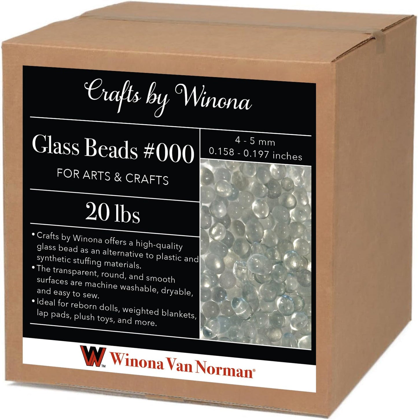 Glass Beads for Dolls and Blankets #000 - Weighting and Filler - 4-5mm or .16"-.20"