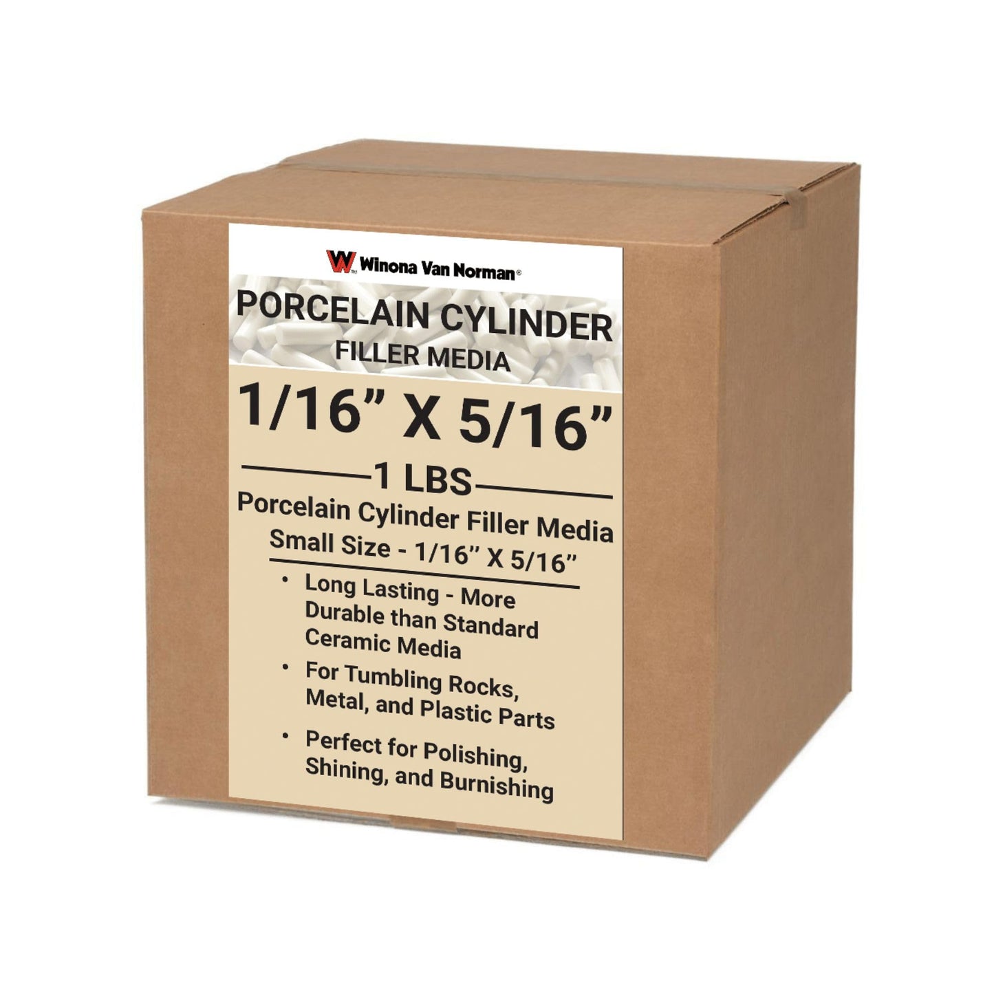Porcelain Cylindrical Tumbling Media - 1/16" x 5/16" Size