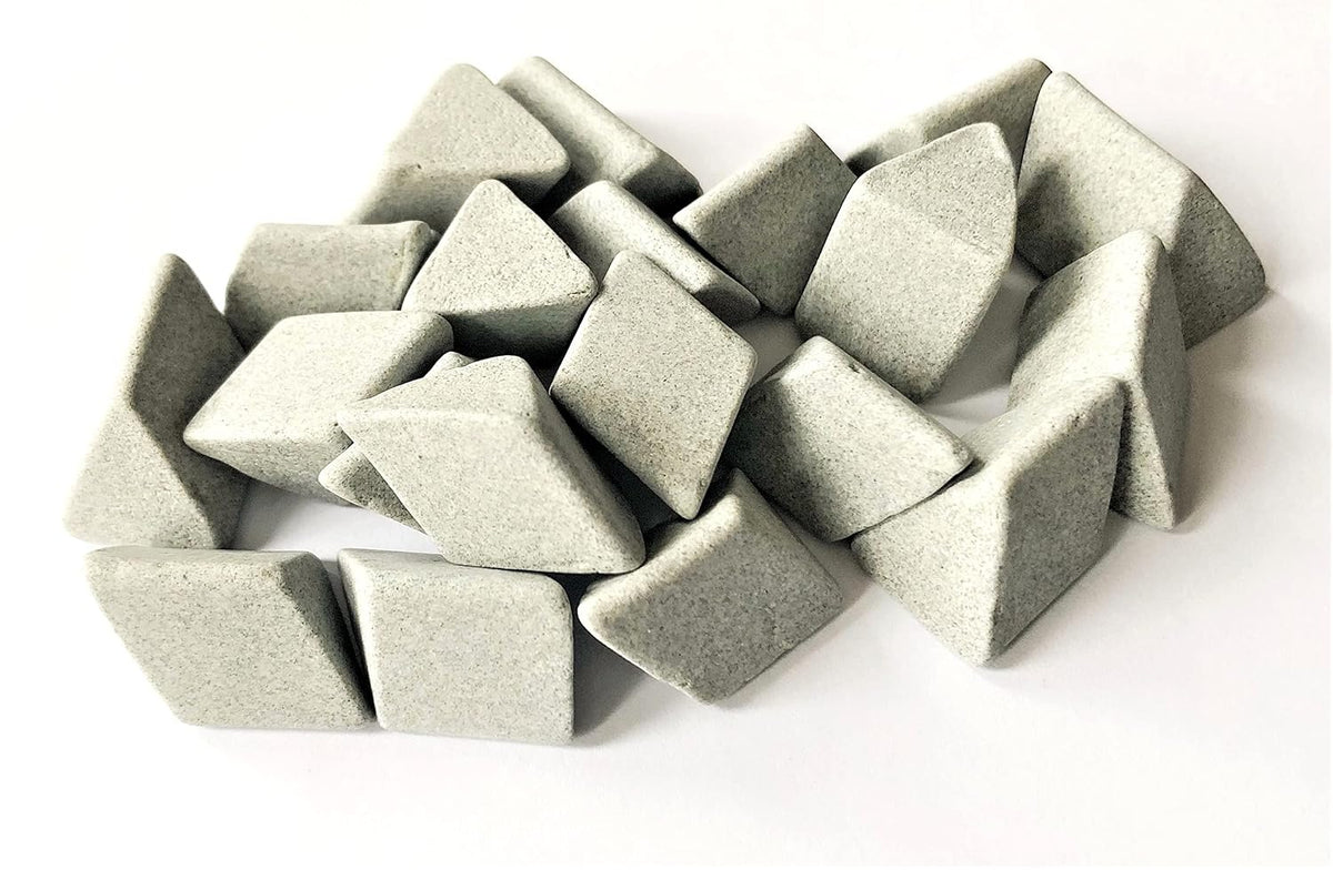 Heavy-Cutting Ceramic Tumbling Media | 1" x 5/8" Triangles | 48 lbs