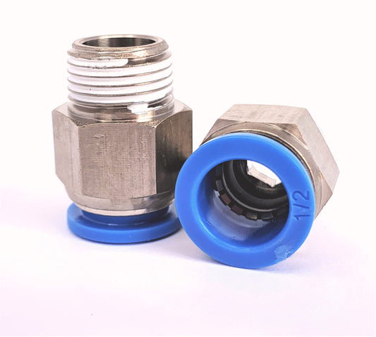 Quick Connect Pneumatic Fittings for Gases and Fluids - Straight, Elbow, and Tee - Pack of 10 Fittings