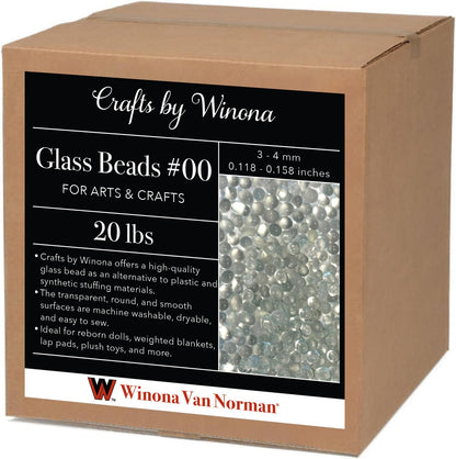 Glass Beads for Dolls and Blankets #00 - Weighting and Filler - 3-4mm or .11"-.16"