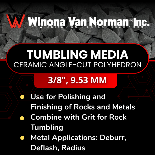 3/8" Ceramic Tumbling & Vibratory Media - Small Angle-Cut Polyhedron Triangles, Medium Cut for Deburring & Polishing (15 lbs)