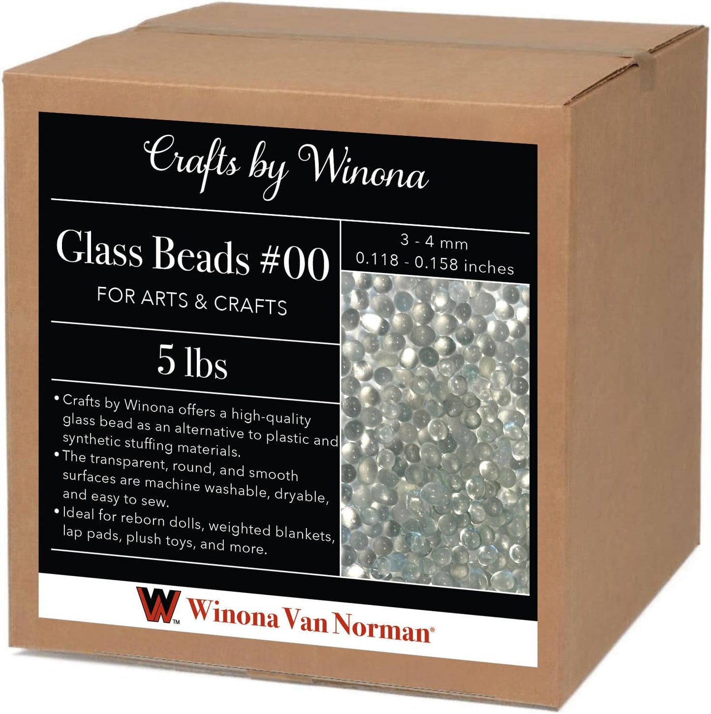 Glass Beads for Dolls and Blankets #00 - Weighting and Filler - 3-4mm or .11"-.16"