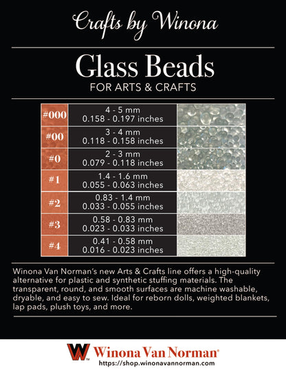 Glass Beads for Dolls and Blankets #00 - Weighting and Filler - 3-4mm or .11"-.16"