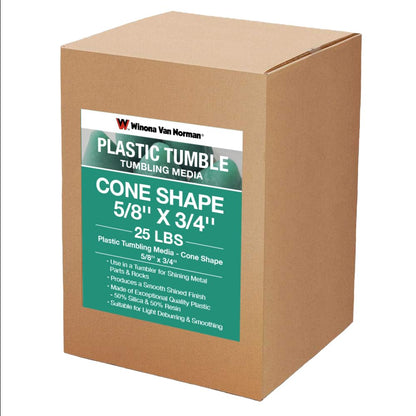 Plastic Tumbling Media - Cone Shape - 5/8" x 3/4" Size