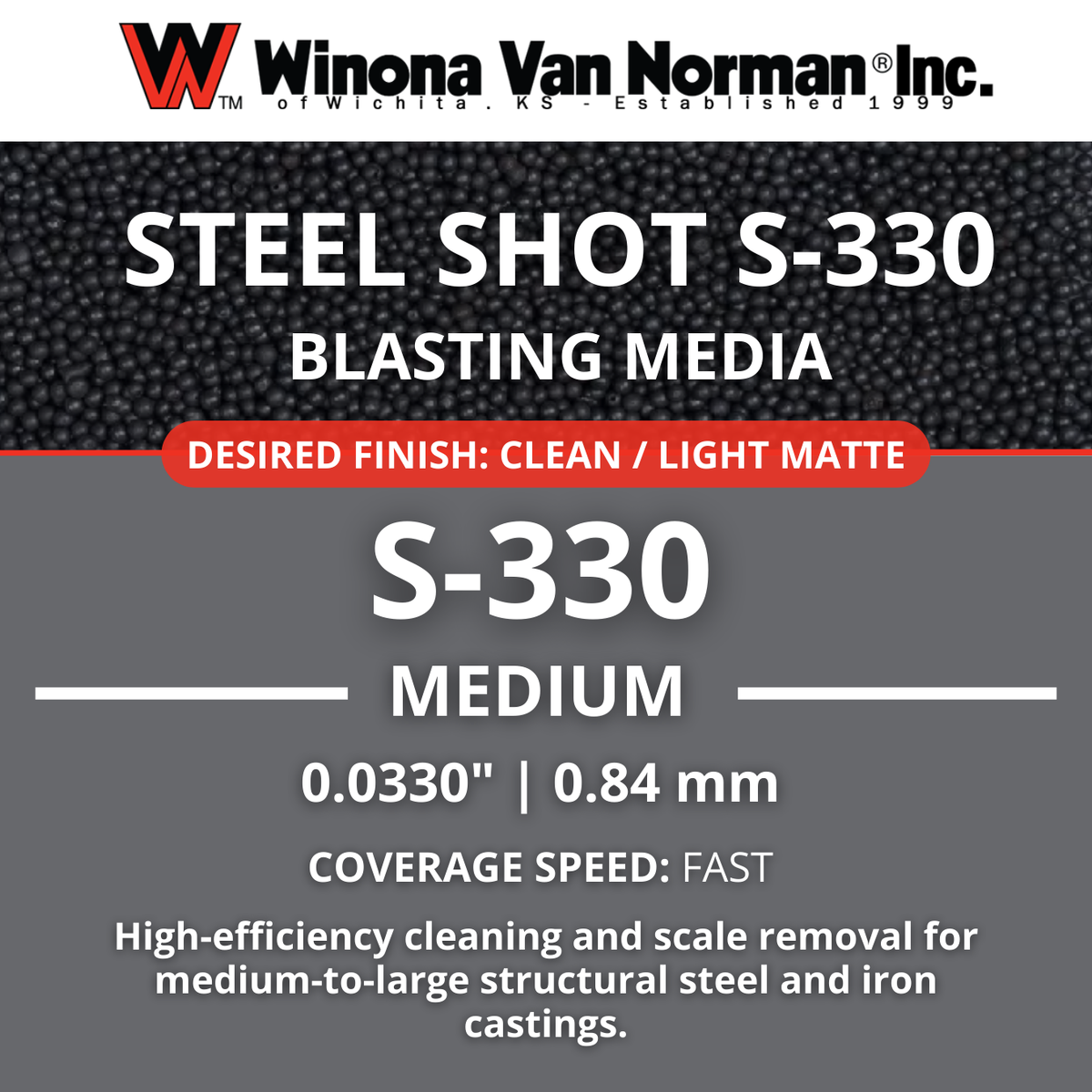 Steel Shot 330 - Blasting Media - 50 lbs