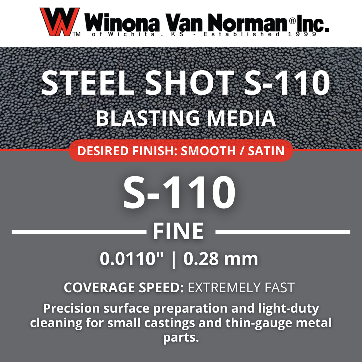 Steel Shot 110 - Blasting Media - 25 lbs