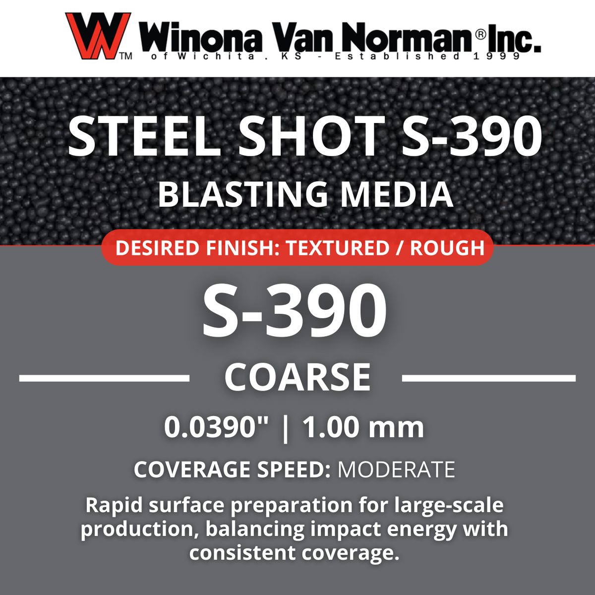 Steel Shot 390 - Blasting Media - 48 lbs