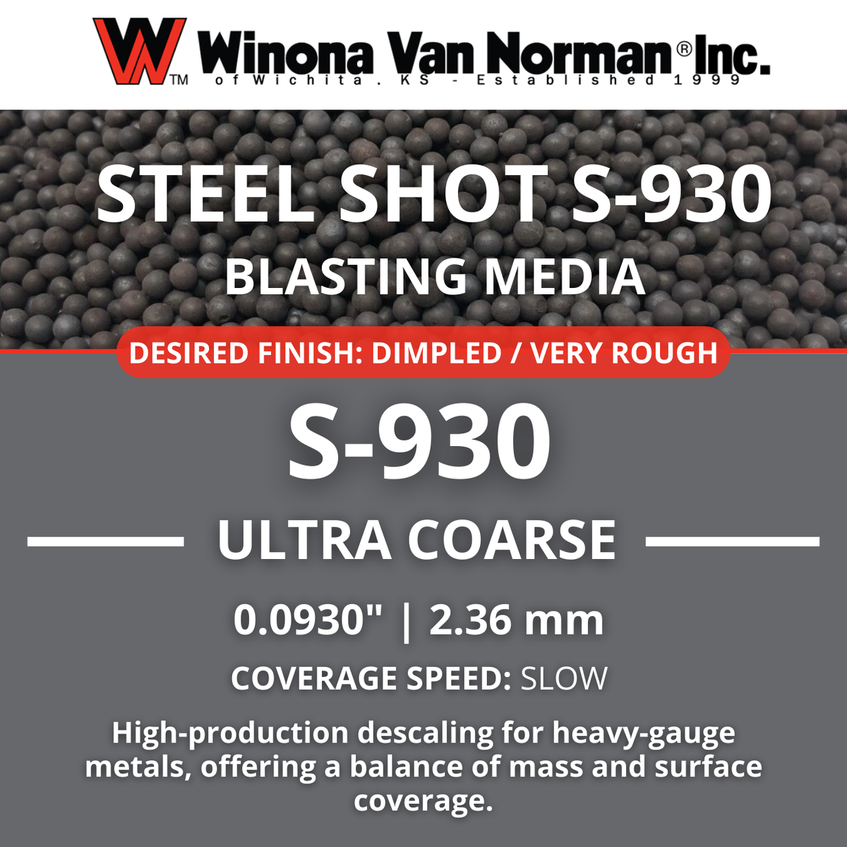 Steel Shot 930 - Blasting Media - 10 lbs