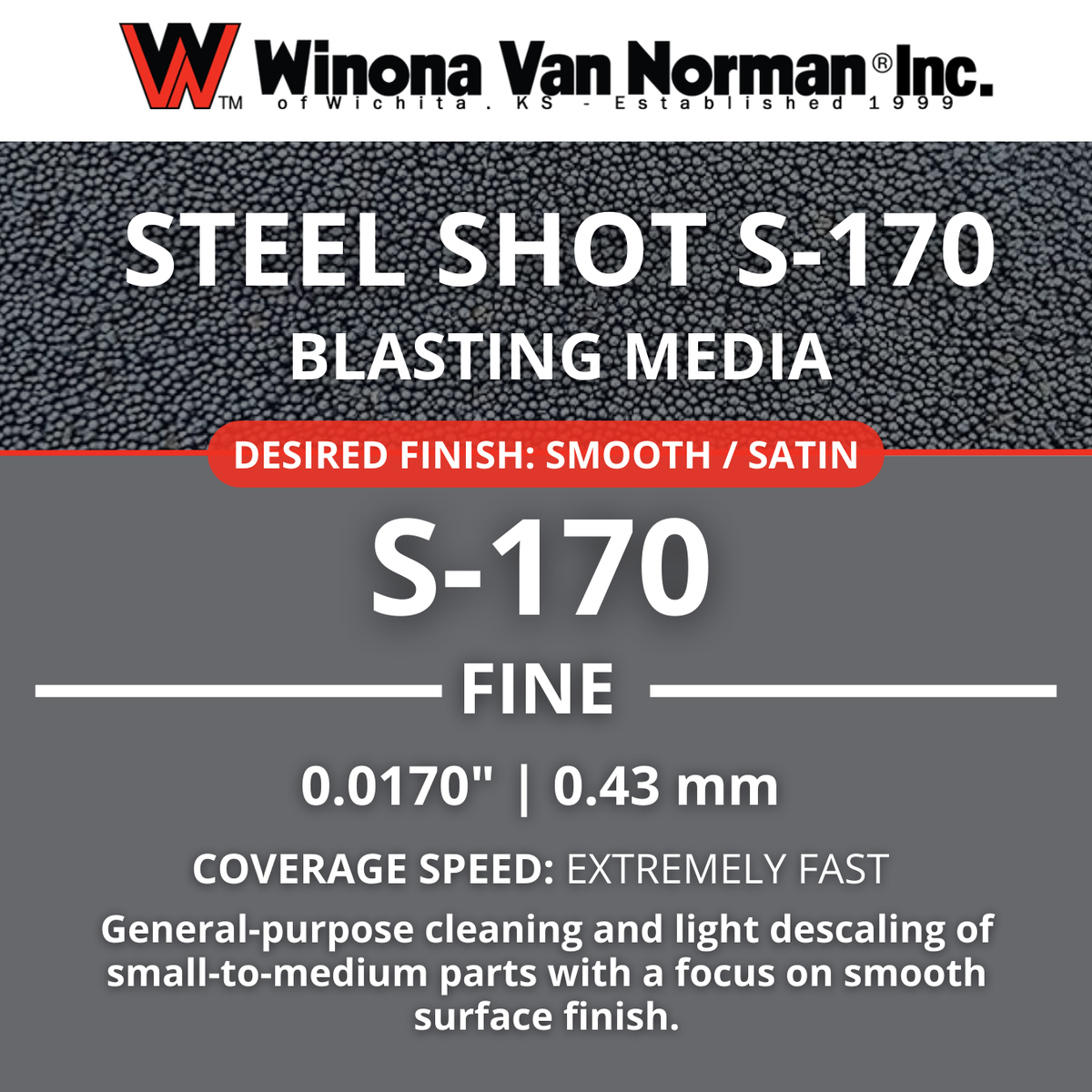 Steel Shot 170 - Blasting Media - 48 lbs