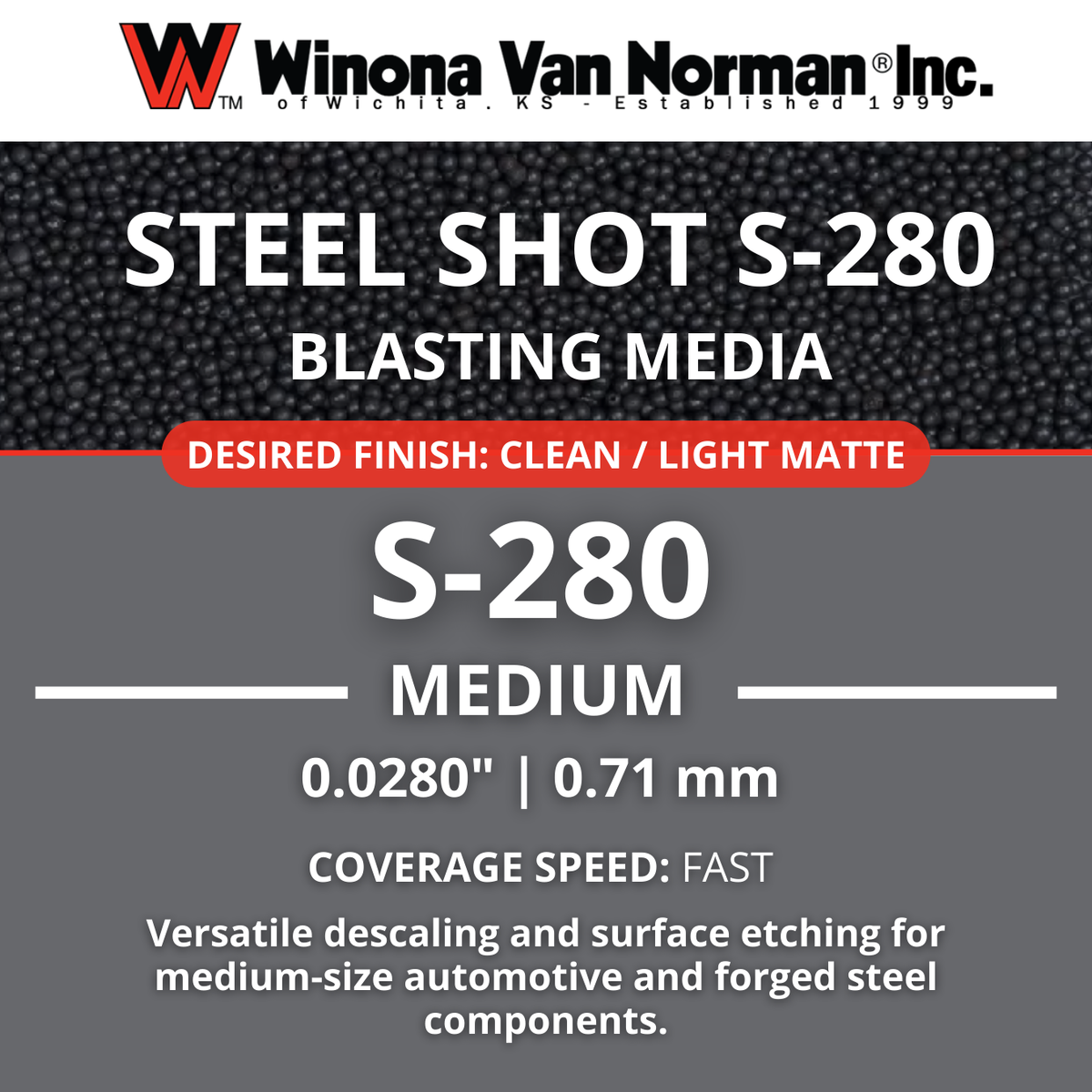 Steel Shot 280 - Blasting Media - 48 lbs
